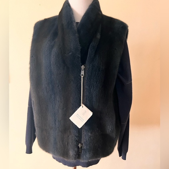 Brunello Cucinelli Jackets & Blazers - NWT Brunello Cucinelli Real Mink Reversible shearling Vest Monili Italy Size 44